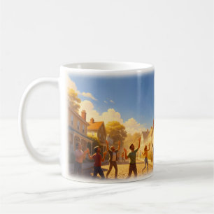 Abschiedsplakat für ein goldenes Heißluftballonvie Kaffeetasse