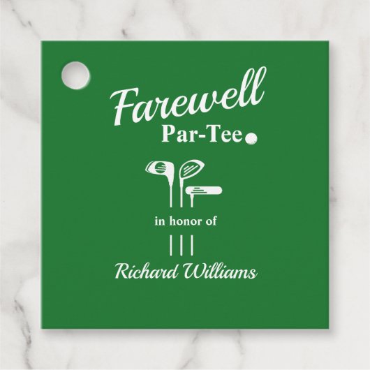 Abschiedsruhestand Golf Clubs Themenparkplatz Par  Geschenkanhänger (Vorderseite)