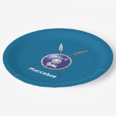 Abschirmung und Speere Pappteller (Schrägansicht)