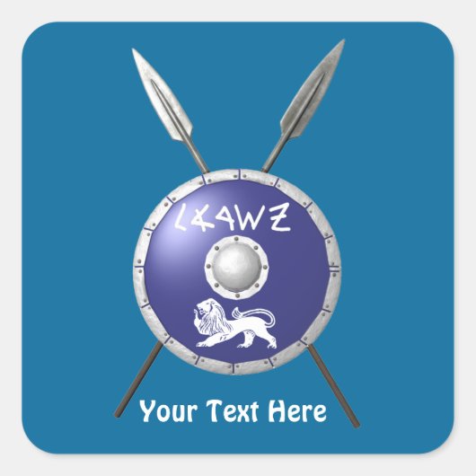 Abschirmung und Speere Quadratischer Aufkleber (Vorderseite)