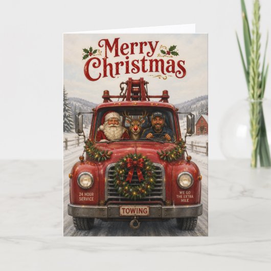 Abschleppwagen-Geschäft Weihnachtskarte Feiertagskarte (Vorderseite)