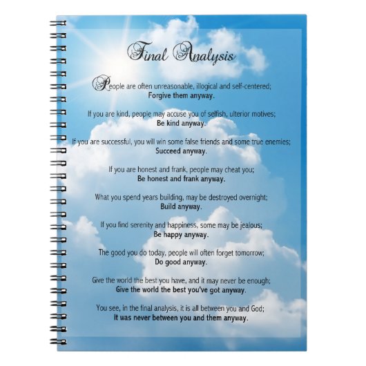 Abschließende Analyse: "Tun Sie sie irgendwie " Notizblock (Vorderseite)