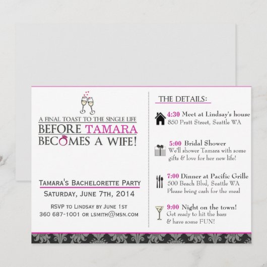 Abschließender Toast Einladung (Vorne/Hinten)