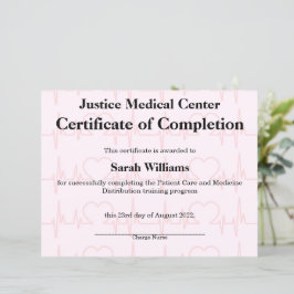 Abschließungszeugnis für rosa Medizin oder Kranken