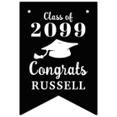 Abschluss 12 Fotos Glückwunsch Jahr Name Schwarz Wimpelkette (Erste Fahne)