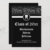 Abschluss 12x18 der Zahnarztschule in Schwarz/Weiß Einladung (Vorne/Hinten)