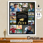 Abschluss 14 FotoCollage Glückwunsch Schwarzes Gol Poster