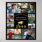 Abschluss 14 FotoCollage Glückwunsch Schwarzes Gol Poster (Vorne)