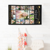Abschluss 15 Foto Collage Script Black Gold Cap Banner (Insitu)