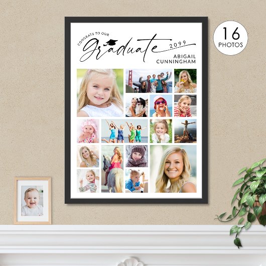 Abschluss 16 Foto-Collage-Skript Absolvent Poster