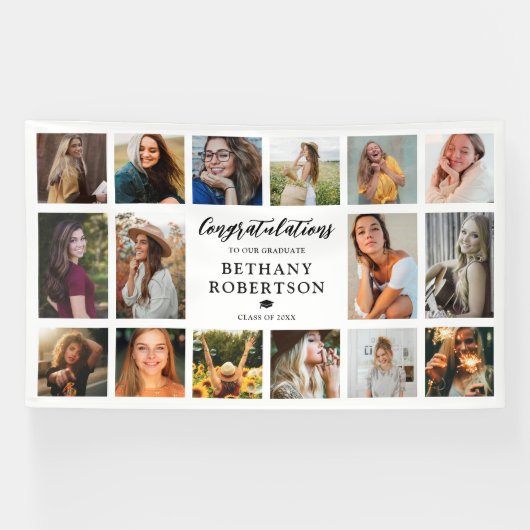 Abschluss 16 Fotocollage Herzlichen Glückwunsch Banner (Horizontal)