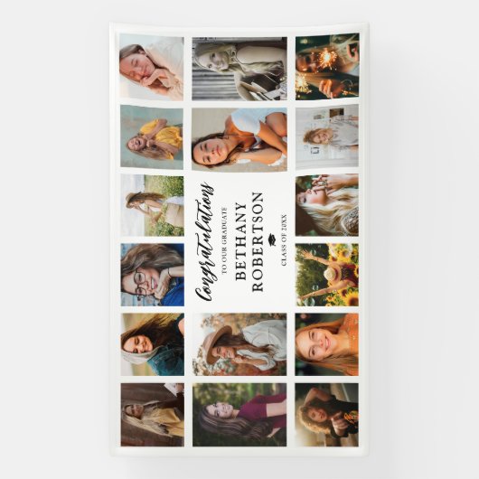 Abschluss 16 Fotocollage Herzlichen Glückwunsch Banner (Vertikal)