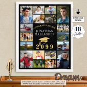 Abschluss 18 FotoCollage Glückwunsch Schwarzes Gol Poster