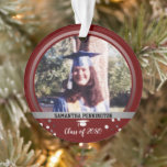 Abschluss 1 Foto Confetti Keepake Rot Ornament<br><div class="desc">Abschluss Sake ein Foto Zierwerk. Dasselbe auf beiden Seiten gedruckt. Laden Sie einfach Ihr eigenes Foto hoch und der gesamte Text ist einstellbar. Gutes Geschenk für alle Familienmitglieder und Freunde.</div>