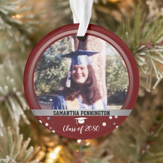 Abschluss 1 Foto Confetti Keepake Rot Ornament (Baum)
