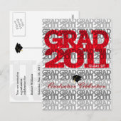Abschluss 2011 Einladung Postkartenmuster 2 Rot (Vorne/Hinten)