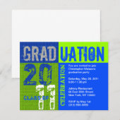 Abschluss 2011 Party Einladung Blue Green (Vorne/Hinten)