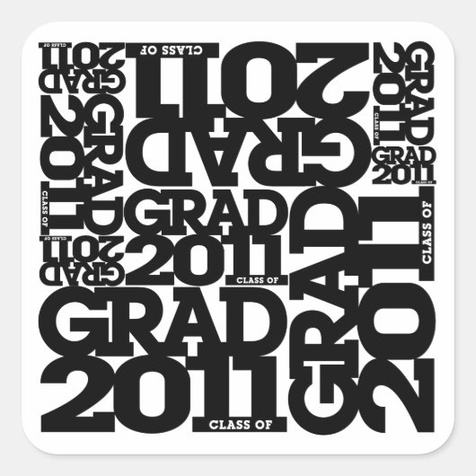 Abschluss 2011 quadratischer aufkleber (Vorderseite)