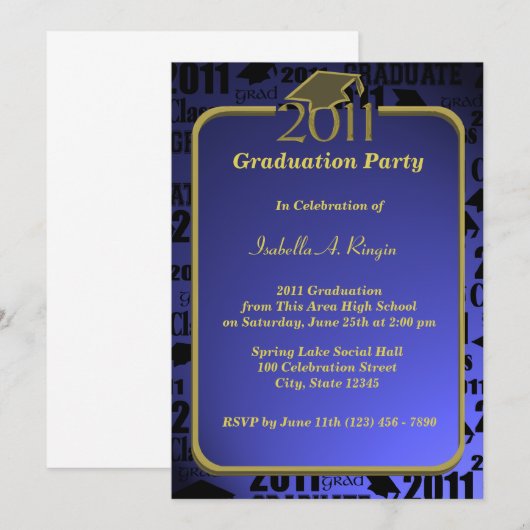 Abschluss 2011/Sapphire Blue Einladung (Vorne/Hinten)