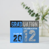 Abschluss 2012 Party Graphic Blue Einladung (Stehend Vorderseite)