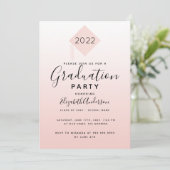 Abschluss 2022 Party Rose Goldbarren Einladung (Stehend Vorderseite)