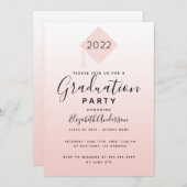 Abschluss 2022 Party Rose Goldbarren Einladung (Vorne/Hinten)