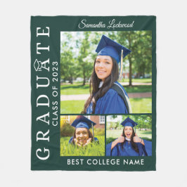 Abschluss 2023 Foto Collage Green Grad Keepake Fleecedecke