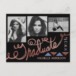 Abschluss 2023 Foto Collage Imitate Rose Gold Foil Ankündigungspostkarte