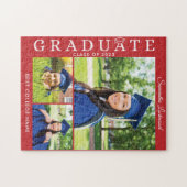 Abschluss 2023 Foto Collage Red Grad Keepake Puzzle (Horizontal)