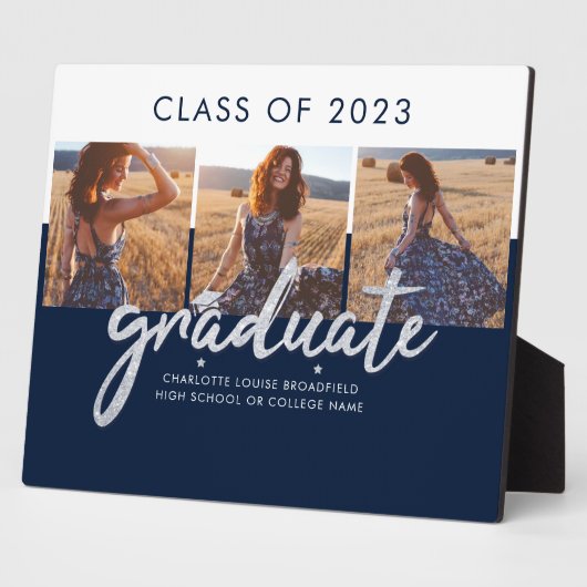 Abschluss 2023 Foto Collage Script Grad Keepake Fotoplatte (Seite)