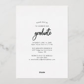 Abschluss 2023 Foto Script Grad Party Silver Folieneinladung (Rückseite)