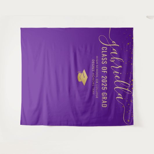 Abschluss 2023 Foto Stand Selfie Hintergrund Lila Wandteppich (Vorderseite (Horizontal))