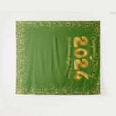 Abschluss 2023 Gold Balloons Grünes Foto Hintergru Wandteppich (Vorderseite (Horizontal))