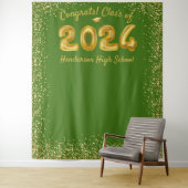 Abschluss 2023 Gold Balloons Grünes Foto Hintergru Wandteppich (Beispiel)