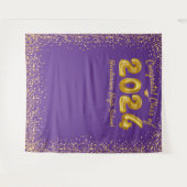 Abschluss 2023 Goldballon Lila Foto Hintergrund Wandteppich (Vorderseite (Horizontal))