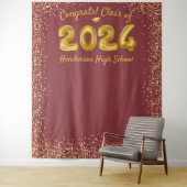 Abschluss 2023 Goldballons Rotes Foto Hintergrund Wandteppich (Beispiel)