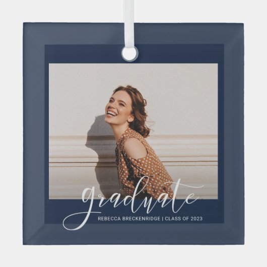 Abschluss 2023 Graduate Foto Keepake Weihnachten Ornament Aus Glas (Vorderseite)