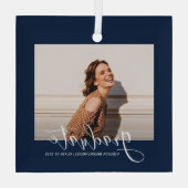 Abschluss 2023 Graduate Foto Keepake Weihnachten Ornament Aus Glas (Rückseite)