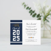 Abschluss 2023 Navy Blue Simple Grad Party Einladu (Stehend Vorderseite)