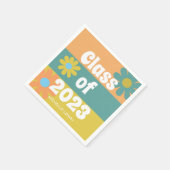 Abschluss 2023 Retro Daisies Girls Personalisiert Serviette (Ecke)