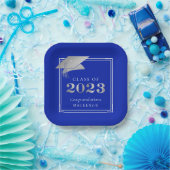 Abschluss 2023 Royal Blue Imitate Silver Pappteller (Party)