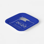 Abschluss 2023 Royal Blue Imitate Silver Pappteller (Gewinkelt)