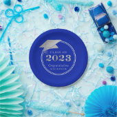 Abschluss 2023 Royal Blue Imitate Silver Pappteller (Party)