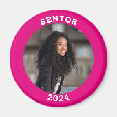 Abschluss 2023 - runder, rosafarbener Foto - Grenz Magnet (Vorne)