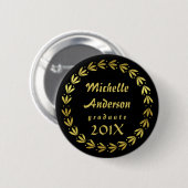 Abschluss 2023 Schwarz | Gold Laurel Wreath Custom Button (Vorne & Hinten)