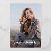 Abschluss 2023 Script Navy Blue Foto Party Gold Folieneinladung (Rückseite)