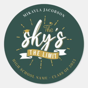 Abschluss 2023 The Sky's The Limit Graduate Gag Runder Aufkleber