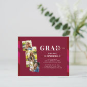 Abschluss 2024 Foto Collage Burgundy Grad Party Einladung (Stehend Vorderseite)