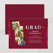 Abschluss 2024 Foto Collage Burgundy Grad Party Einladung (Vorne/Hinten)