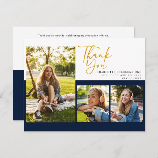 Abschluss 2024 Foto Collage Graduate Vielen Dank Dankeskarte (Vorne/Hinten)